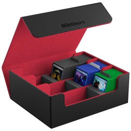 Mlikero Trading Card Storage Box for 1800+ Cards, Magnetic Cards Deck Box Suitable for MTG and Sports Cards, Premium Commander Cards Deck Box with 10 Compatible Card Dividers (Black & Red)
