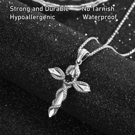 KATHLU Cross Necklace for Men womem 925 Sterling Silver cross Pendant Snake Necklace Jewelry Gifts
