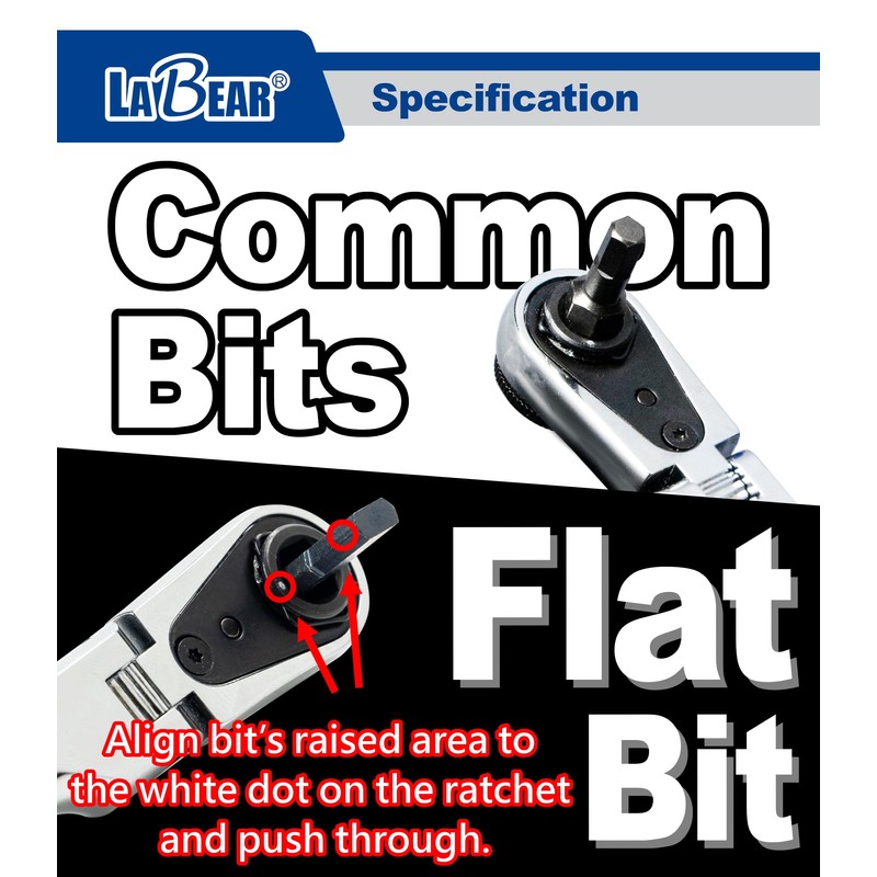 LABEAR - Flat End Flex Head EDC Ratchet Wrench Set