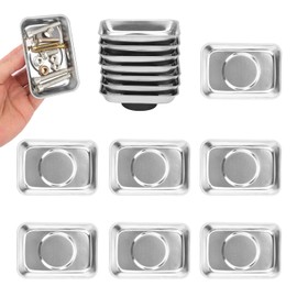 15 PCS Magnetic Trays, 3.7X2.5x1Inch, Magnet Tool Tray, Magnetic Parts Tray, silvery, by GENHAKON