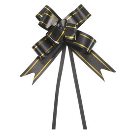 M METERXITY 100 Pack Pull Bows - Gold Thread Style Present Wrap String Bow, (13" Black)