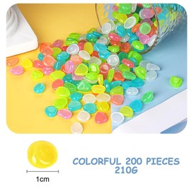 SanKristo 200PCS Colorful Luminous Pebbles, Glow in the Dark Rocks Garden Decorations Stones, Mixed Color Outdoor Glowing Small Gravel, DIY Stone for Landscaping Aquarium Fish Tank Sidewalk