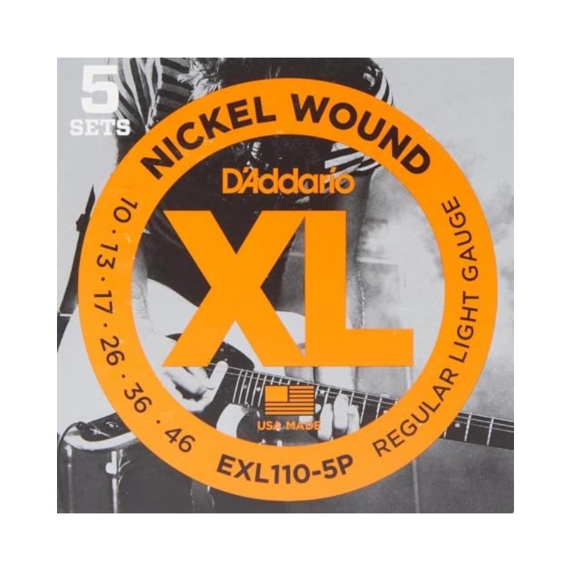 D'Addario XL Nickel EXL110-5P - Cuerdas para guitarra eléctrica, 10-46,