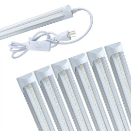 SOSEN 4FT 6 Pack LED Shop Lights T8 Linkable Ceiling Fixture 24W Daylight 6000K Clear