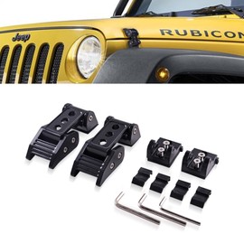 GOCPB Jeep Hood Latches Locking Hood Catch Kit Compatible with Jeep Wrangler JK JKU 2007-2017 JL JLU 2018-2024 Gladiator JT 2020-2024 Black Hollow Out