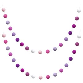 Gnognauq 9FT Long 36 Felt Balls (20mm) Wool Felt Ball Garland 100% Wool Felt Ball Adjustable Pom Pom Garland Handmade Wool Felt Ball for Birthday Party Easter Room Decoration