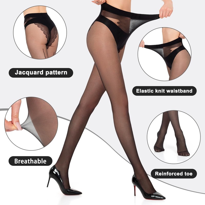 MANZI Back Seam Tights for Women Sheer Pantyhose 20D 2