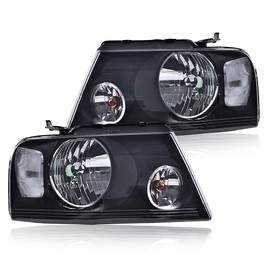 CNNELL Headlights Assembly Compatible with Ford F-150 Pickup 2004-2008/Lincoln Mark LT 2006-2008 (NOT For 04 F150 Heritage/Flareside Beds Models) Smoky lens Black Housing Clear Reflector