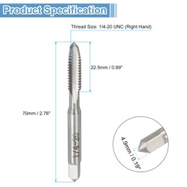 sourcing map 2 Set Hand Tap Set, 1/4-20 UNC 2B Thread Taper + Plug + Bottom Taps, High Speed Steel (HSS) Screw Threading Tapping Tool Kit