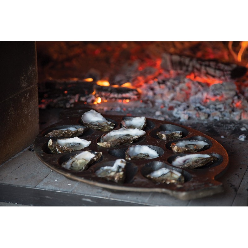 Outset 76225 Cast Iron Oyster Grill Pan, 12 Cavities, Black