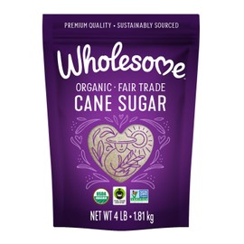 Wholesome Sweeteners Organic Cane Sugar, Fair Trade, Non-GMO, USDA Organic Granulated Sugar, 4 lb. (Pack of 6)