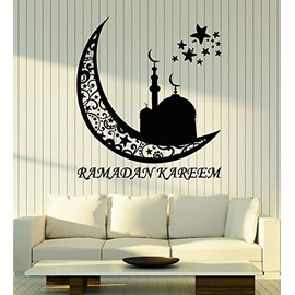 Vinyl Wall Decal Muslim Ramadan Month Mosque Crescent Islamic Stickers Mural Large Decor (g2996) Black