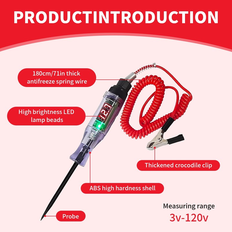 atnayo Circuit Tester,3-120V Test Light with LED, Car Electrical Fuse