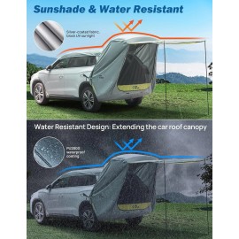 JOY TUTUS SUV Tailgate Tent with Awning Shade, Car Roof Canopy and Poles, Water Resistant