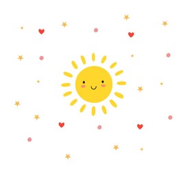 Herfair Wall Tattoo Children's Room Decoration, Smiley Sun Wall Sticker, DIY Waterproof Wall Sticker, Wall Decoration Sticker Gift for Children (B)