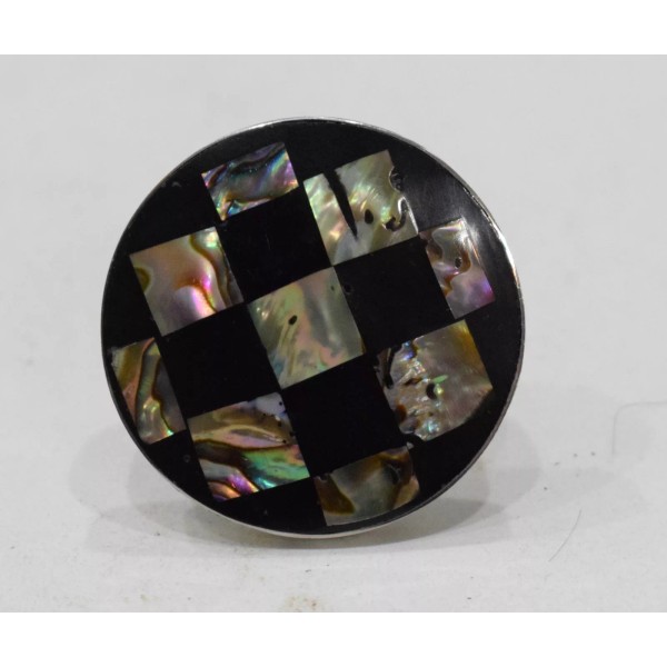 Unbranded Ring Inlaid Mother of Pearl Silver Adjustable Ring Indonesia