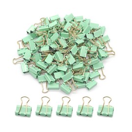 Light Green Binder Clips, Mini Paper Clip, Small Paper Clamps 15mm (5/8 inch), 100 Pack Micro Size Office Clips for Home School and Business (Light Green)