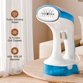 TC-JUNESUN Portable Handheld Garment and Fabric Steamer 1000 Watts, PortableSteamer for Clothes,Quick Heat Aluminum alloy plate Steam Nozzle, 30s Fast Heat-up, 260ml Big Water Tank