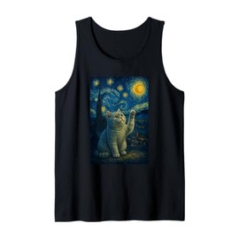 Cat Starry Night Van Gogh Gift British Shorthair Cat Mom Tank Top