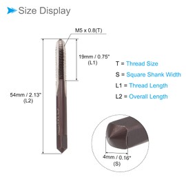 CoCud Hand Threading Taps, M5 x 0.8 Thread, Metric Alloy Tool Steel Screw Tapping Taper Bottom Tap - (Applications: for Machine Thread Repair), 1-Pair