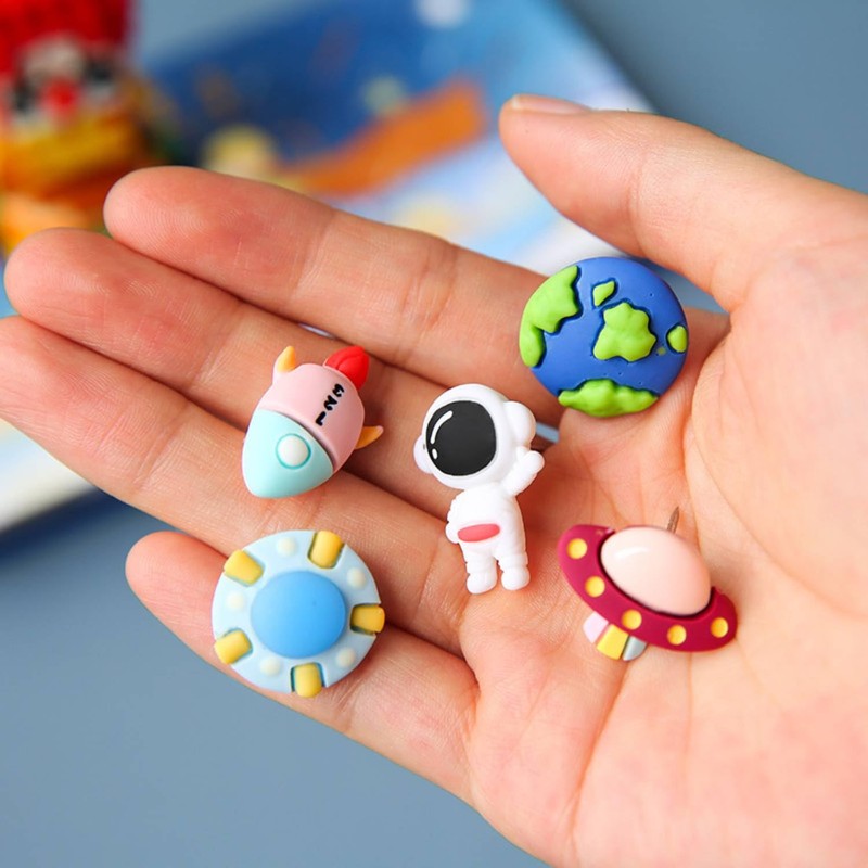 Cute Creative 5PCS Space Astronaut Push Pins, Cartoon Corkboard Pins