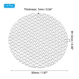 PATIKIL 2" Diameter 304 Stainless Steel Perforated Sheet, 4 Pcs 0.06" Hole 19GA Expanded Metal Mesh Round Slices Plate Screen Decorative Meshes for Ventilation Grill Smoking, Silver Tone