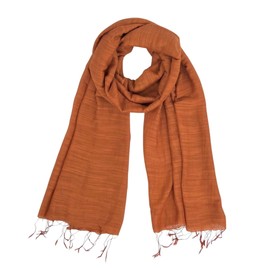 Humble Hilo Silk Blend Scarf Solid Colors Long Silk Neck Scarf for Women Large Pashmina Wrap (Rust)