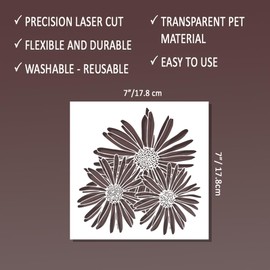 Daisy Stencil - Floral Stencils for Painting on Wood, Paper, Fabric, Furniture - Stencils for Crafts Reusable for Art, Cards, Journaling & Pattern Template - Wall Stencil