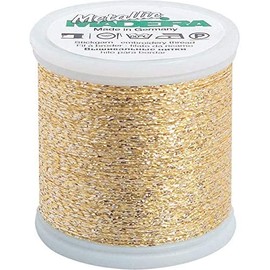 Madeira 9842-251 Metallic Nylon/Polyester Embroidery Thread, 40wt/220 yd, Textured Multi Gold Black