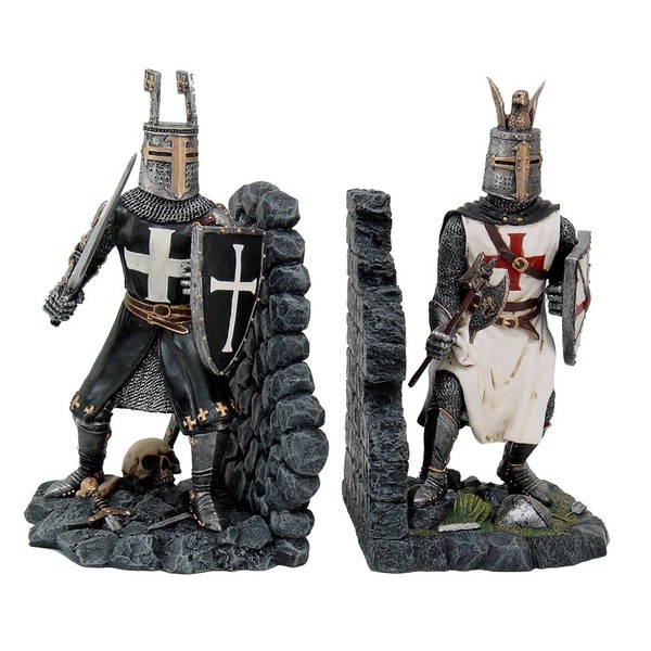 Decorative Crusader Knights in Full Armor Bookends Set Collectible Figurine