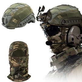 YUMEWO 2 in 1 Helmet Cover Face Cover Tactical Helmet Protection Headwear Airsoft Camo Military