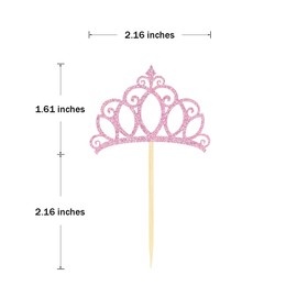 Donoter 24 piezas de decoración de cupcakes con corona de princesa rosa para decoración de fiesta de cumpleaños, baby shower