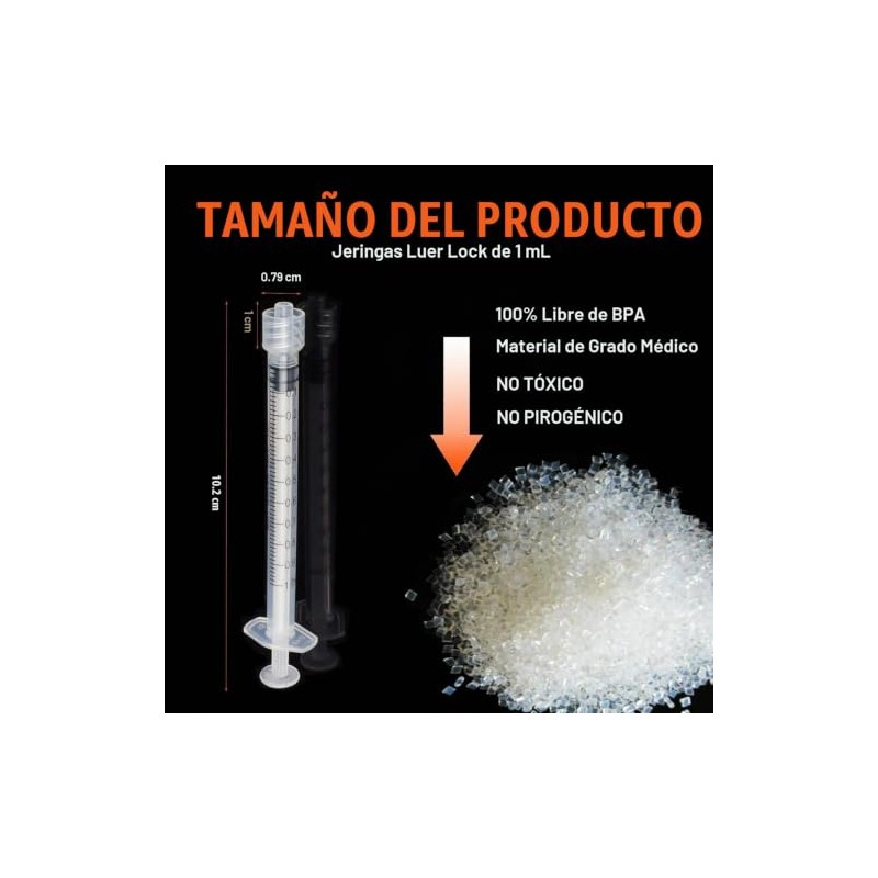 Paquete de 50 jeringas Luer Lock de 1 ml (sin