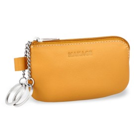 MANAGE Leather Key Case with Coin Compartment and Key Ring - Key Case with Zip for Men and Women - Large Choice of Colours, yellow
