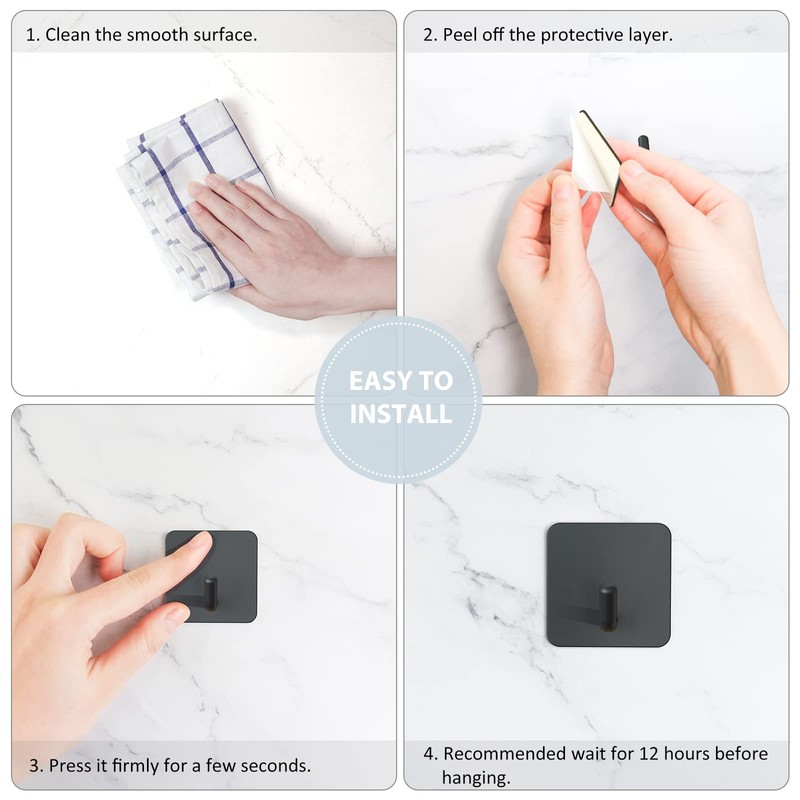 VIS'V Adhesive Hooks, Heavy Duty Shower Wall Stick on Hooks,