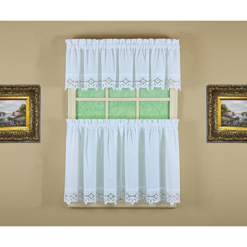 Today's Curtain, Heirloom Battenberg Eyelet Tier 36", White, 58" W