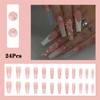 Glitter Gradient Pink Press on Nails Long French Fake Nails