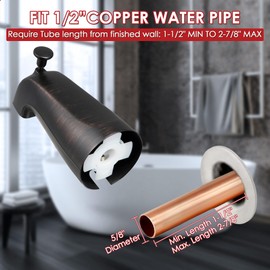 Enhon Slip On Diverter Tub Spout Compatible with Kohler GP85556, Bathroom Shower Bathtub Faucet Spout Replacement Fits 1/2'' Copper Water Tube, 5/32'' Hex Wrench Included (1, Oil Rubbed Bronze)