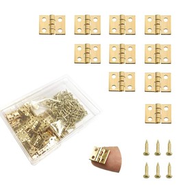 Daimay 50 Pieces Mini Pure Copper Hinges Retro Brass Hinges with 200 Pieces Replacement Nails for Wooden Box Jewelry Chest Box Cabinet DIY Accessories – Yellow 10 x 8mm