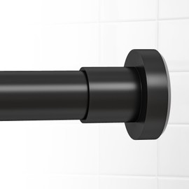 HTZON Shower Curtain Rod Spring Tension:Black Shower Rods for Bathroom 33 to 58 Inch,1 Inch Modern Heavy Duty Adjustable Tension Shower Curtain Rod No Drilling No-Slip Easy Install,Matte Black