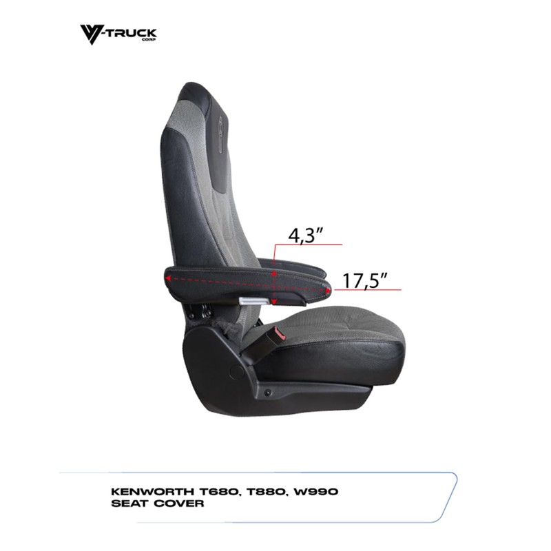 V-TRUCK CORP Armrest Cover Set for Kenworth T680, T880, W990
