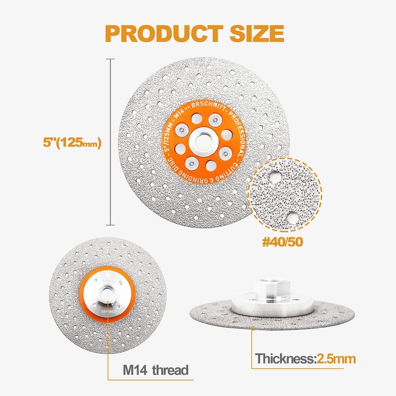 BRSCHNITT Diamond Cutting Disc 125 mm Double-Sided for Cutting and