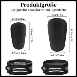 DOINEUFL Mini Schienbeinschoner Fußball – 4 Stück Kleine Schienbeinschoner mit Tape für Kinder & Erwachsene – Leicht, Stoßfest & Komfortabel (Schwarz, Teenager)