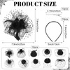Youdaju 10 Sets Fascinator Hats Flower Mesh Feathers Headwear Black