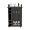 Benicabaly Bar Cart with Six Wine Cubbies and Glass Door