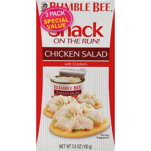BUMBLE BEE Snack on the Run Chicken Salad with Crackers, Canned Food, High Protein Snacks & Groceries, 3.5 Ounce (Pack of 3)