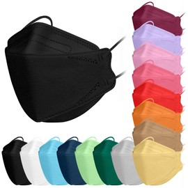 TubeRoo FFP2 fish shape mask, black, pack of 100 masks, CE certified, soft, round ear loops bands, respirator mask