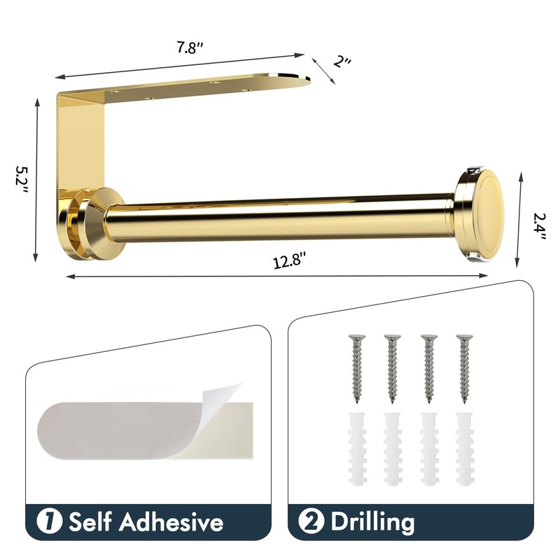 theaoo Paper Towel Holder Under Cabinet, One-Hand Tear, Wall Mount,