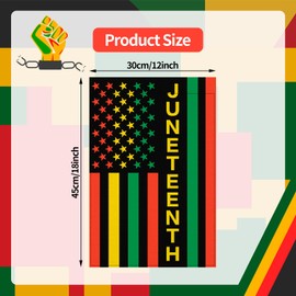 12 x 18 Inches Juneteenth Garden Flag Decorations - Double Sided Vertical Pan-African Striped with Stars Printed Holiday Yard Flag Indoor Outdoor House Garden Patio Lawn Party Supplies
