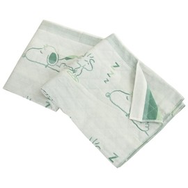 Rivere Gauze Blanket, Half Size, Triple Gauze, Snoopy, Cotton Blend, Blanket, Summer Wear, Skin Throw (Green)